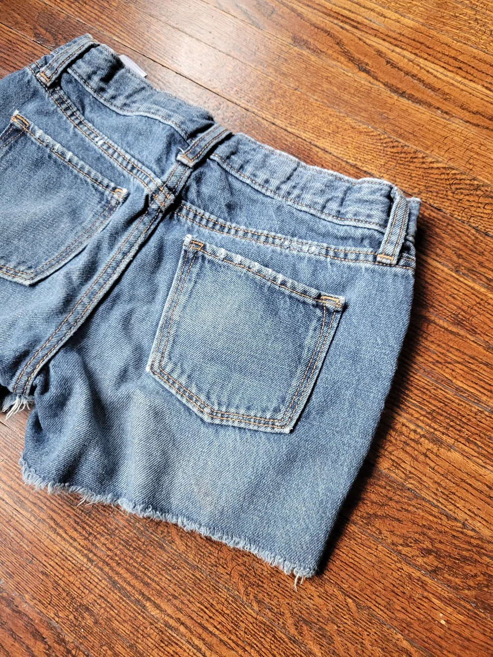 Old Navy Girls Denim Cut-Off Shorts Size 12 Cotton Adjustable Waist Distressed
